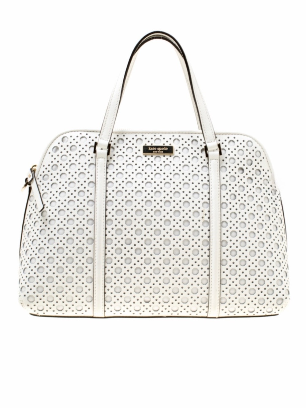 Kate Spade White Perforated Leather Newbury Lane Top Handle Bag